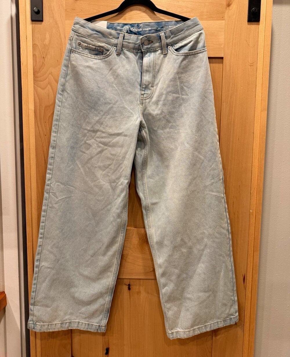 Original Use Men’s Wide-Leg Jeans Light Wash Blue Solid Denim Regular
